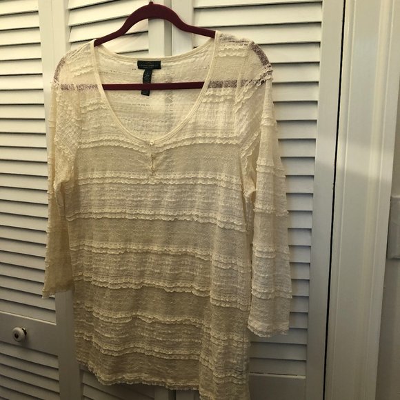 Lauren Ralph Lauren Tops - Lauren jeans co, women light tan long sleeve lace